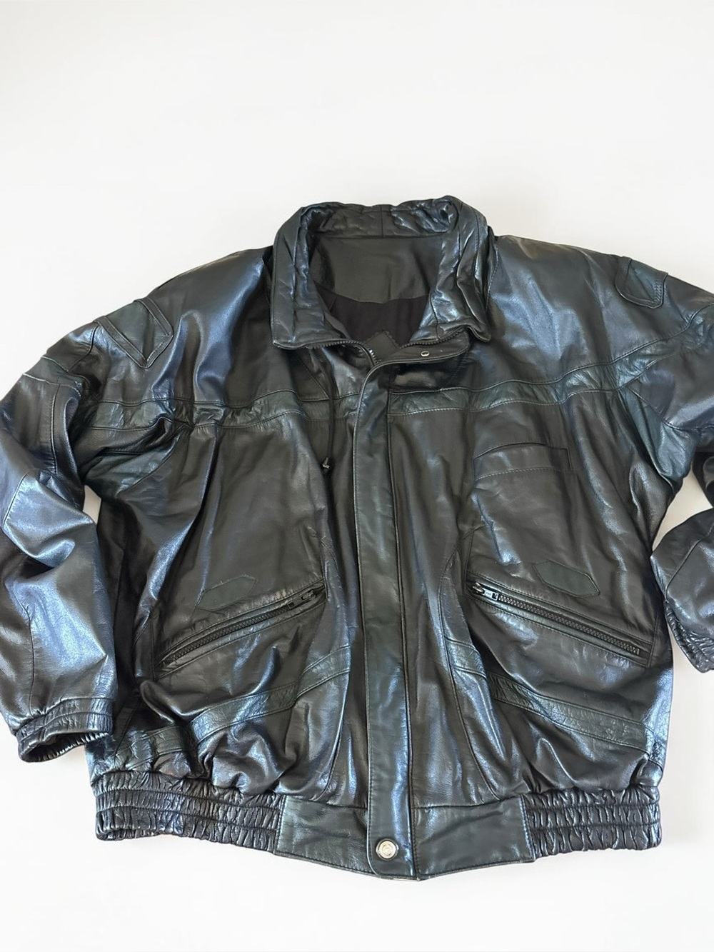 Vintage Leather Bomber Jacket Black XL Andre Morin Montreal Coat